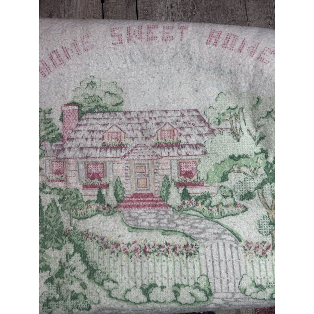 Vintage Fleece Blanket Home sweet Home Full-size Cottage Core Farmhouse Grandma
